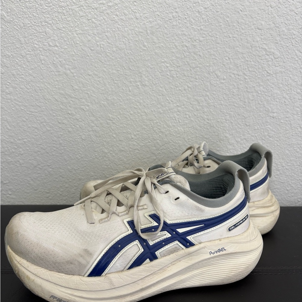 ASICS White and Blue PureGEL shoes